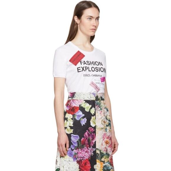 NWT Dolce & Gabbana White Fashion Explosion T-shirt IT 36 - Picture 6 of 9